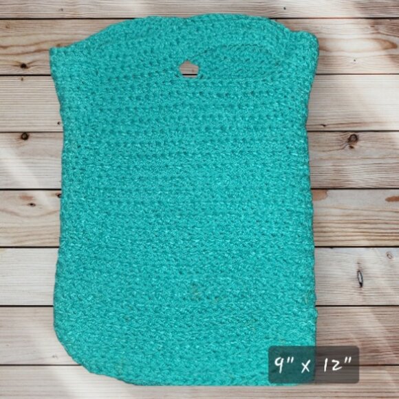 Set of 2 - Small Knitted Handbags - Handmade - Blue-Blue-Green - Picture 4 of 4